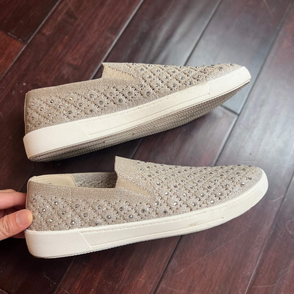 Beige Slip-On Sneakers with Studs